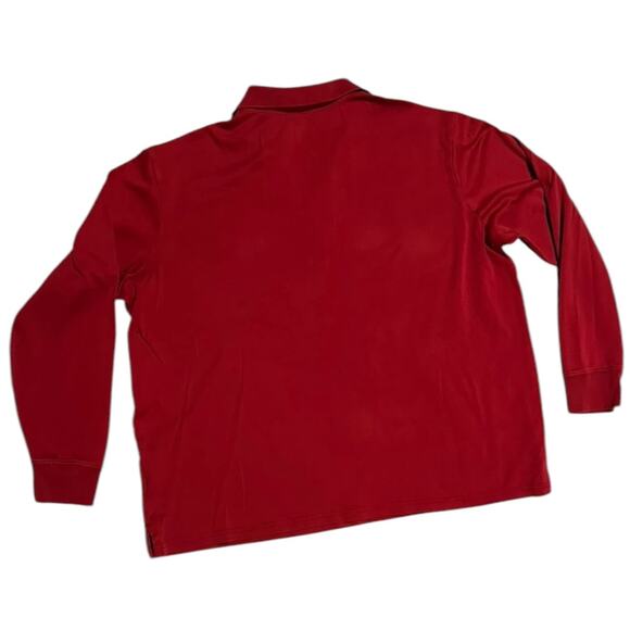 Lands' End Traditional Fit Red Long Sleeve Polo Shirt - Picture 4 of 4